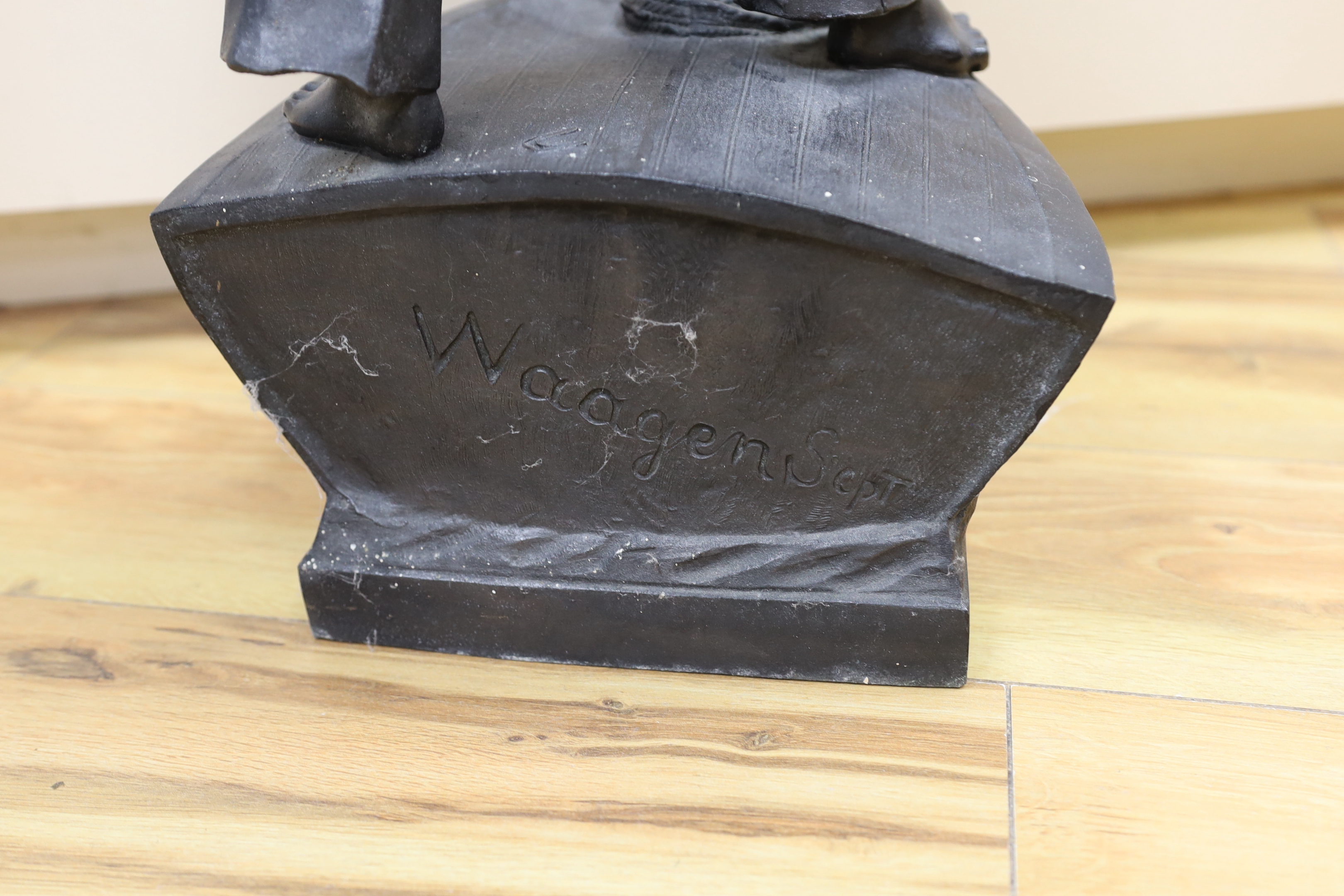 After Waagen, a bronzed spelter figure 'Secours', 71cm